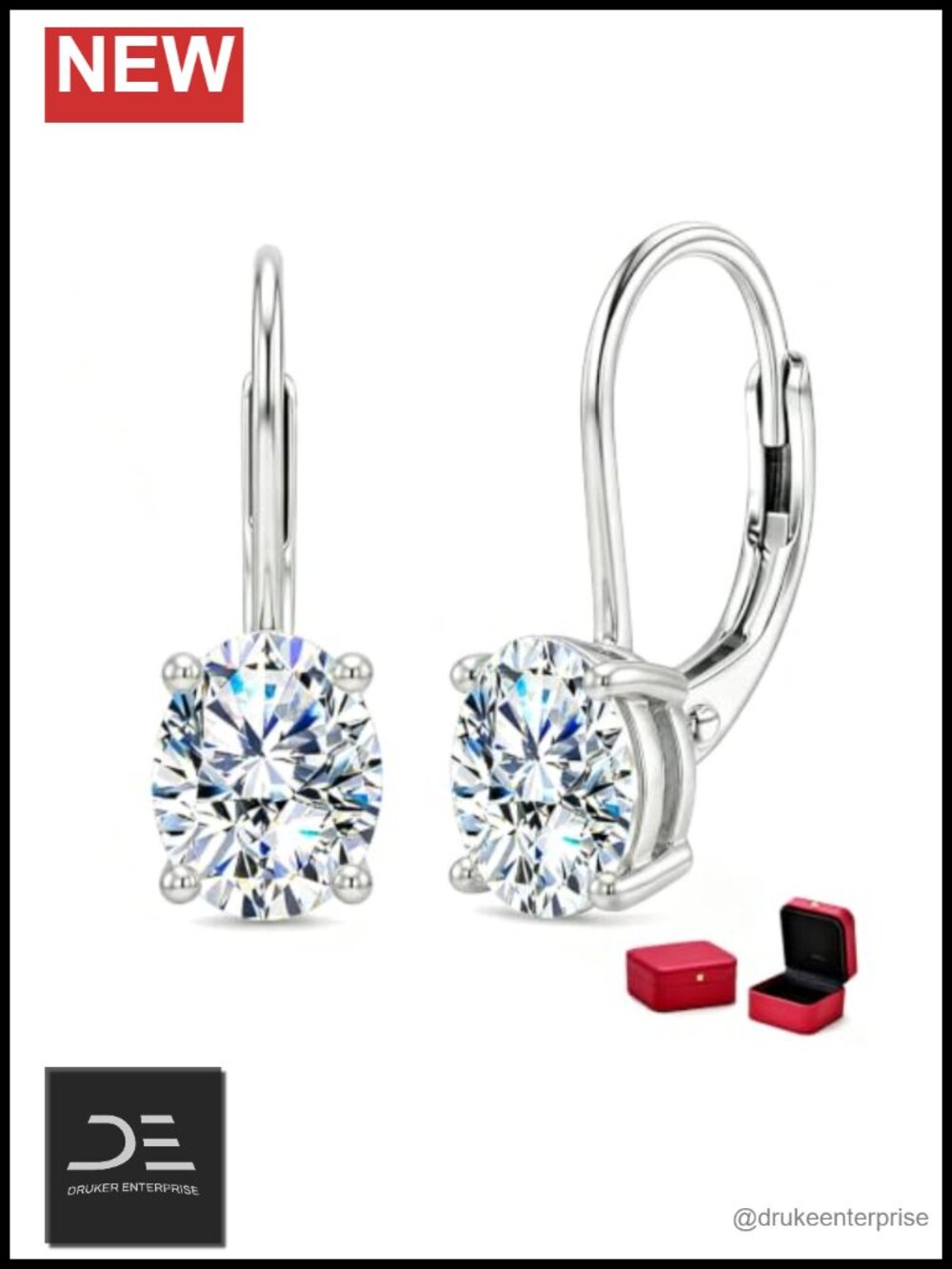 Moissanite Leverback Earrings Sterling Silver 925 Dangle Jewelry Gifts